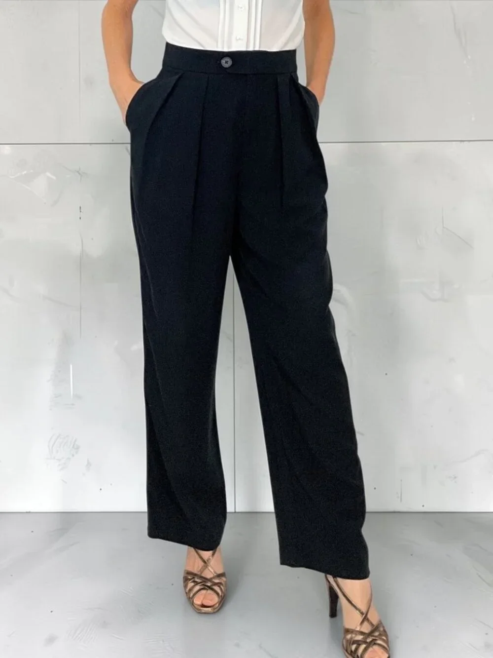 Free People Gabbie Pant 2 Black Pleated Front Wide Leg High Rise PANT ONLY